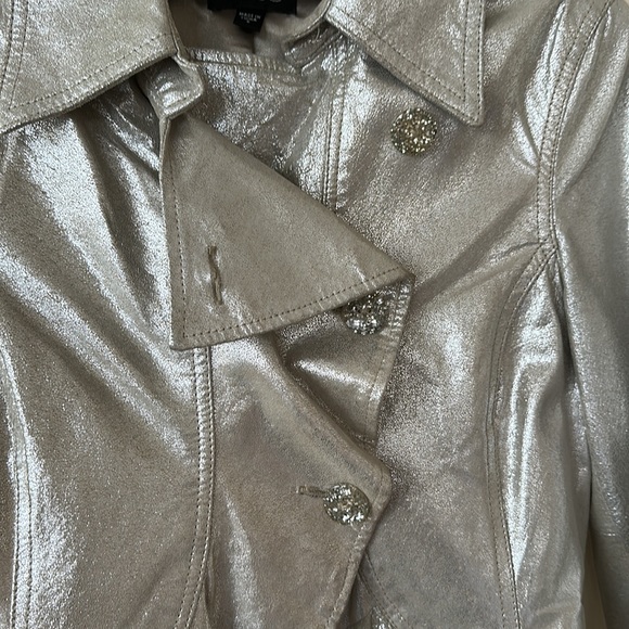 Silver leather ruffle jacket - Picture 2 of 3